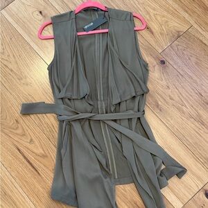 Green Sleeveless Vest with Belt